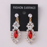 1 Pair Fashion Water Droplets Alloy Hollow Out Rhinestones Women's Chandelier Earrings Ear Clips sku image 5