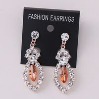 1 Pair Fashion Water Droplets Alloy Hollow Out Rhinestones Women's Chandelier Earrings Ear Clips sku image 11