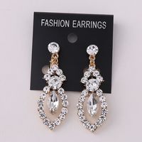 1 Pair Fashion Water Droplets Alloy Hollow Out Rhinestones Women's Chandelier Earrings Ear Clips sku image 4