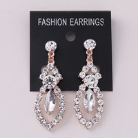 1 Pair Fashion Water Droplets Alloy Hollow Out Rhinestones Women's Chandelier Earrings Ear Clips sku image 9