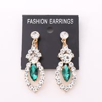 1 Pair Fashion Water Droplets Alloy Hollow Out Rhinestones Women's Chandelier Earrings Ear Clips sku image 16