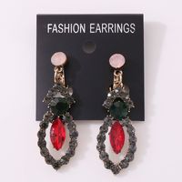 1 Pair Fashion Water Droplets Alloy Hollow Out Rhinestones Women's Chandelier Earrings Ear Clips sku image 15