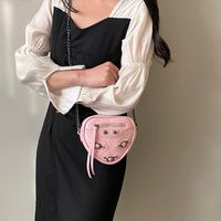Women's Pu Leather Solid Color Fashion Heart-shaped Zipper Shoulder Bag Crossbody Bag main image 6