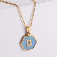 304 Stainless Steel 18K Gold Plated Simple Style Plating Letter Shell Pendant Necklace sku image 2