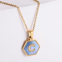 304 Stainless Steel 18K Gold Plated Simple Style Plating Letter Shell Pendant Necklace sku image 3