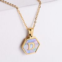 304 Stainless Steel 18K Gold Plated Simple Style Plating Letter Shell Pendant Necklace sku image 4