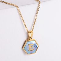 304 Stainless Steel 18K Gold Plated Simple Style Plating Letter Shell Pendant Necklace sku image 5