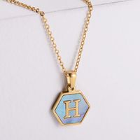 304 Stainless Steel 18K Gold Plated Simple Style Plating Letter Shell Pendant Necklace sku image 8
