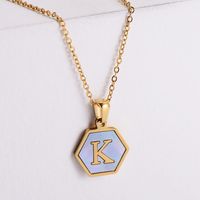 304 Stainless Steel 18K Gold Plated Simple Style Plating Letter Shell Pendant Necklace sku image 11