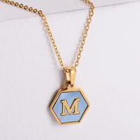 304 Stainless Steel 18K Gold Plated Simple Style Plating Letter Shell Pendant Necklace sku image 13