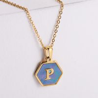 304 Stainless Steel 18K Gold Plated Simple Style Plating Letter Shell Pendant Necklace sku image 16
