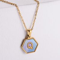304 Stainless Steel 18K Gold Plated Simple Style Plating Letter Shell Pendant Necklace sku image 17
