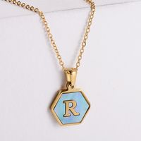 304 Stainless Steel 18K Gold Plated Simple Style Plating Letter Shell Pendant Necklace sku image 18