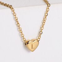 Acero Inoxidable 304 Chapados en oro de 18k Estilo Simple Enchapado Corazón Collar Colgante sku image 13