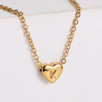 304 Stainless Steel 18K Gold Plated Simple Style Plating Heart Pendant Necklace sku image 11