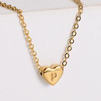 304 Stainless Steel 18K Gold Plated Simple Style Plating Heart Pendant Necklace sku image 16