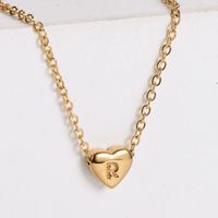 304 Stainless Steel 18K Gold Plated Simple Style Plating Heart Pendant Necklace sku image 18