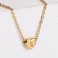 304 Stainless Steel 18K Gold Plated Simple Style Plating Heart Pendant Necklace sku image 19