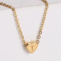 304 Stainless Steel 18K Gold Plated Simple Style Plating Heart Pendant Necklace sku image 20