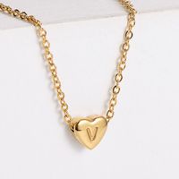 304 Stainless Steel 18K Gold Plated Simple Style Plating Heart Pendant Necklace sku image 22
