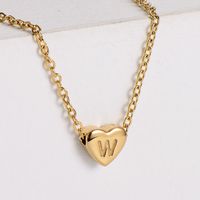 304 Stainless Steel 18K Gold Plated Simple Style Plating Heart Pendant Necklace sku image 23
