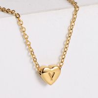 304 Stainless Steel 18K Gold Plated Simple Style Plating Heart Pendant Necklace sku image 25