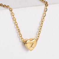 304 Stainless Steel 18K Gold Plated Simple Style Plating Heart Pendant Necklace sku image 26
