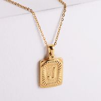 304 Stainless Steel 18K Gold Plated Simple Style Plating Letter No Inlaid Pendant Necklace sku image 12