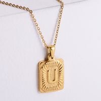 304 Stainless Steel 18K Gold Plated Simple Style Plating Letter No Inlaid Pendant Necklace sku image 21