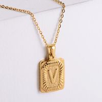 304 Stainless Steel 18K Gold Plated Simple Style Plating Letter No Inlaid Pendant Necklace sku image 26