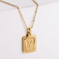 304 Stainless Steel 18K Gold Plated Simple Style Plating Letter No Inlaid Pendant Necklace sku image 24