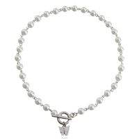 Fashion Butterfly Imitation Pearl Alloy Plating Necklace sku image 1