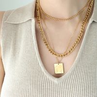 Retro Square Titanium Steel Plating Necklace main image 2