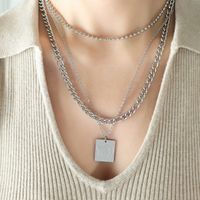 Retro Square Titanium Steel Plating Necklace sku image 7