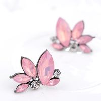 1 Paire Mode Papillon Alliage Placage Cristal Artificiel Femmes Boucles D'oreilles main image 3