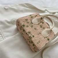 Women's Straw Flower Beach Square Zipper Shoulder Bag Crossbody Bag main image 3