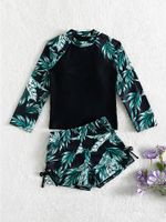 Boy's Tropical Ditsy Floral Polyester Cover Ups 2 Piece Set sku image 2