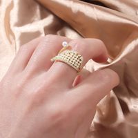 1 Piece Fashion Wings Copper Plating Inlay Pearl Zircon Open Ring main image 3