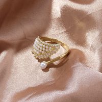 1 Piece Fashion Wings Copper Plating Inlay Pearl Zircon Open Ring main image 2