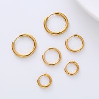 12 Pairs Simple Style Circle Plating Stainless Steel 18k Gold Plated Earrings main image 5