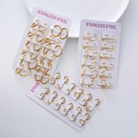 12 Pairs Simple Style Circle Plating Stainless Steel 18k Gold Plated Earrings main image 3