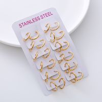 12 Pairs Simple Style Circle Plating Stainless Steel 18k Gold Plated Earrings sku image 2