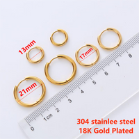12 Pairs Simple Style Circle Plating Stainless Steel 18k Gold Plated Earrings main image 1