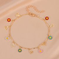 1 Piece Retro Devil's Eye Star Daisy Copper Inlay Rhinestones Bracelets Anklet main image 4