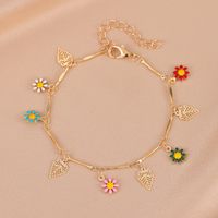 1 Piece Retro Devil's Eye Star Daisy Copper Inlay Rhinestones Bracelets Anklet sku image 2