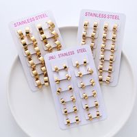 12 Pairs Fashion Solid Color Stainless Steel Polishing Earrings main image 4