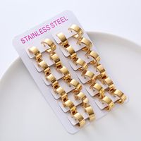 12 Pairs Fashion Solid Color Stainless Steel Polishing Earrings sku image 3