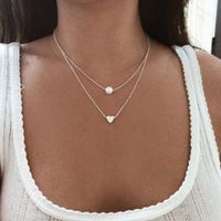 1 Piece Fashion Heart Shape Alloy Inlay Pearl Gold Plated Silver Plated Valentine's Day Women's Layered Necklaces main image 1
