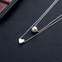 1 Piece Fashion Heart Shape Alloy Inlay Pearl Gold Plated Silver Plated Valentine's Day Women's Layered Necklaces main image 3