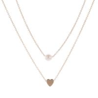 1 Piece Fashion Heart Shape Alloy Inlay Pearl Gold Plated Silver Plated Valentine's Day Women's Layered Necklaces sku image 1